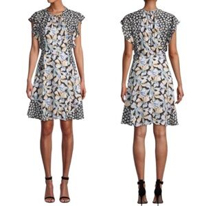 Rebecca Taylor Fit-N-Flare Mixed Floral Dress